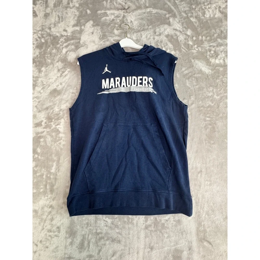Jordan‎ Marauders Lacrosse Sleeveless Hoodie Mens M Blue Pullover